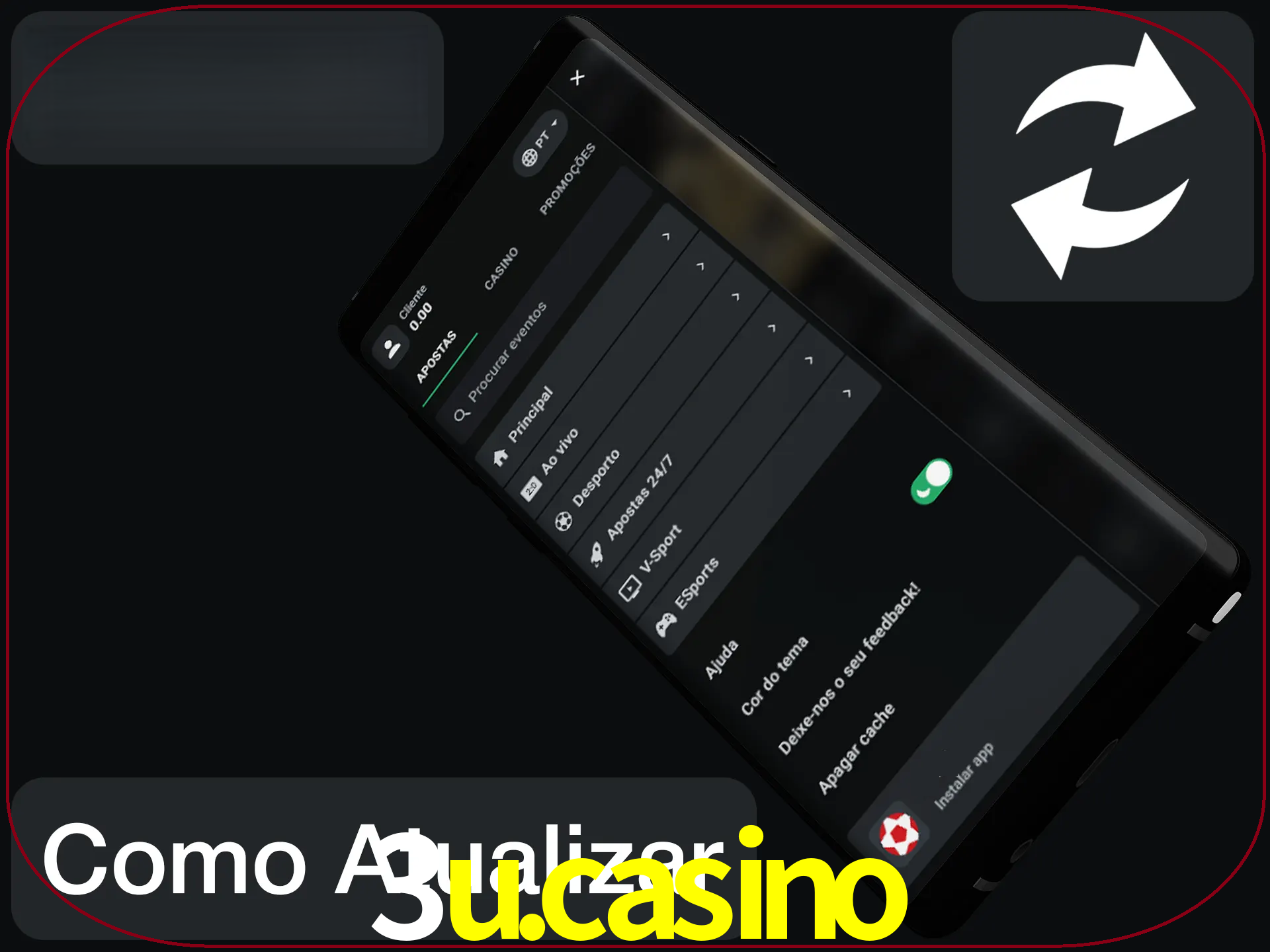 O aplicativo é atualizado automaticamente quando você faz o login.